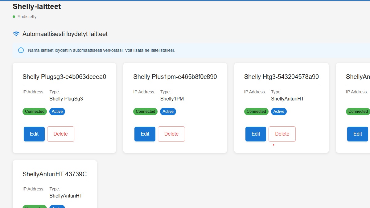 Automaattinen laitteiden löytäminen